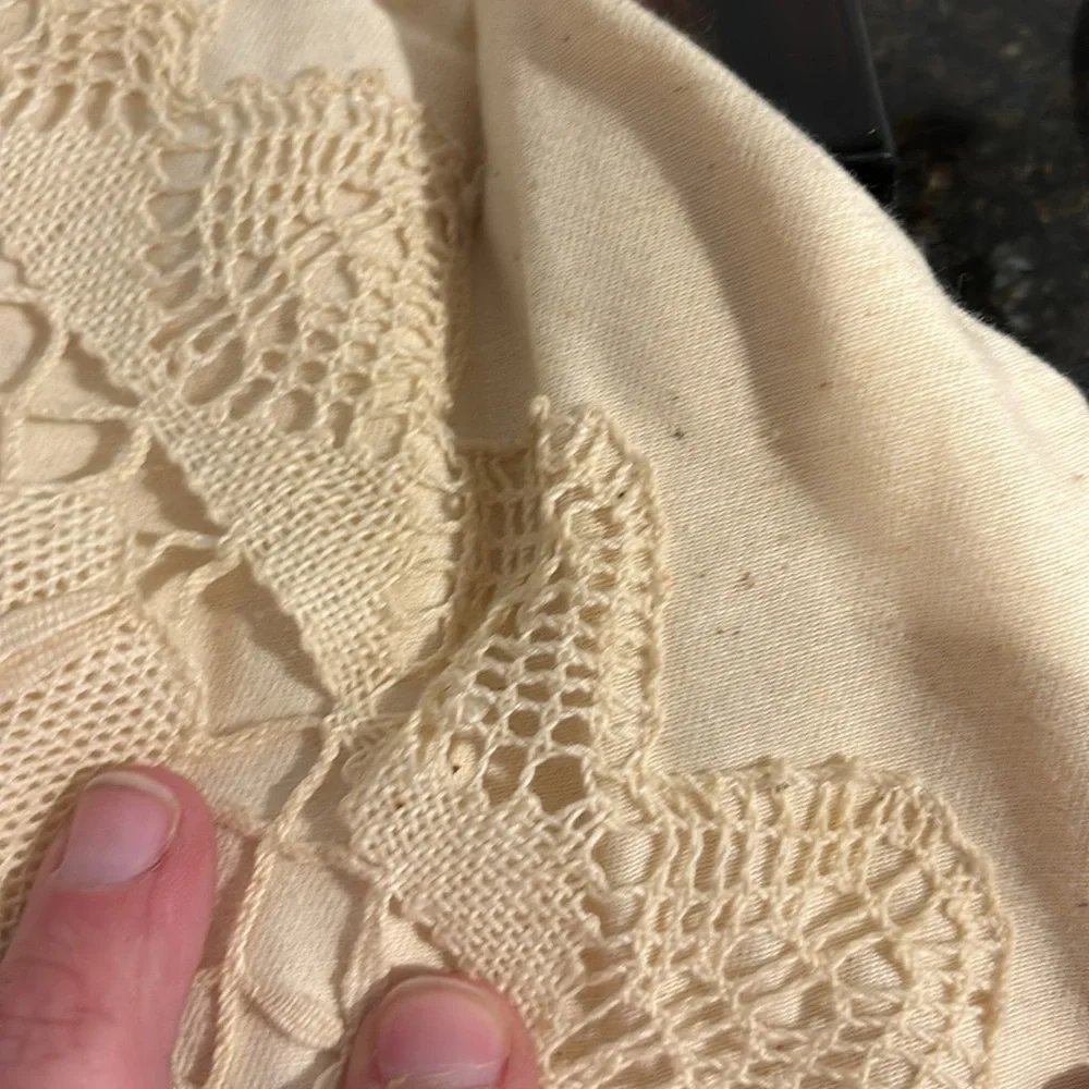 ANDANTE Vintage Cream Crochet Canvas Clutch
